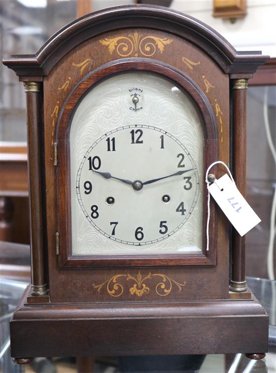 A German inlaid mahogany mantel clock